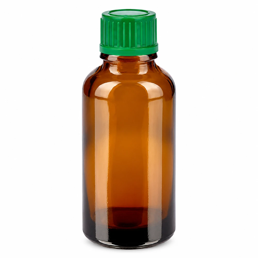 30ml Flasche 11mm Schraubverschluss grün Standard BrownLine UT18/30 UV-schützende 30ml Braunglasflasche mit grünem Deckel ideal für Tinkturen und Extrakte