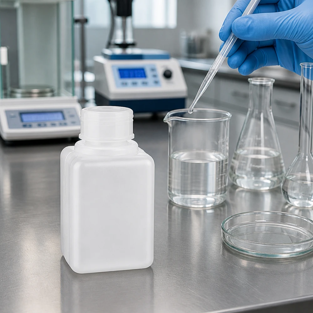 Flacon robuste en PE-HD à col étroit, 20 ml, couleur naturelle, résistant aux produits chimiques, destiné aux applications de laboratoire