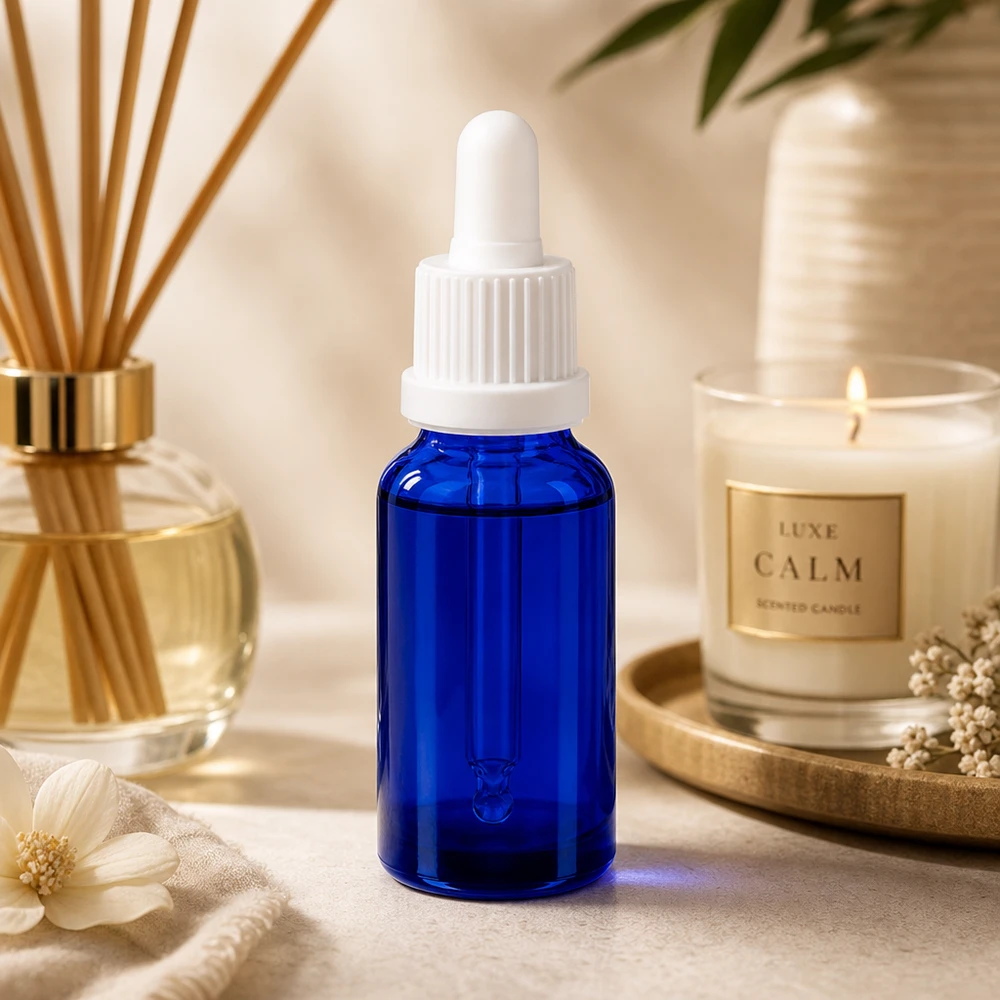 Flacone in vetro da 20 ml della serie BlueLine con tappo per pipetta a prova di perdite per applicazioni sterili
