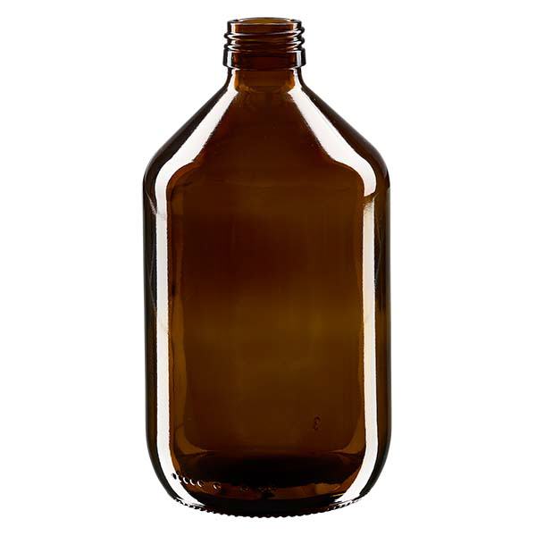 Flacone per medicinali da 500ml marrone, senza tappo PP28 ApoGlas Flacone per medicinali da 500ml marrone, senza tappo PP28 ApoGlas
