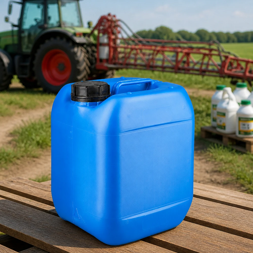 Lebensmittelechter Kanister 5 Liter blau mit Schraubverschluss OV und ergonomischem Griff