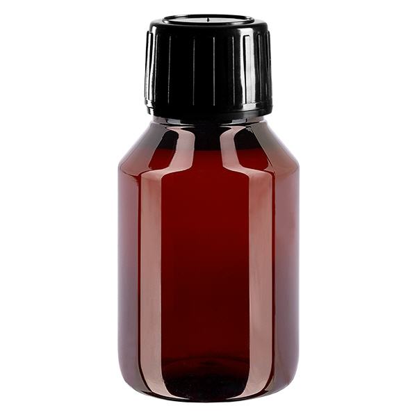 Bottiglia in PET da 50 ml con tappo nero OV Bottiglia in PET da 50 ml con tappo nero OV