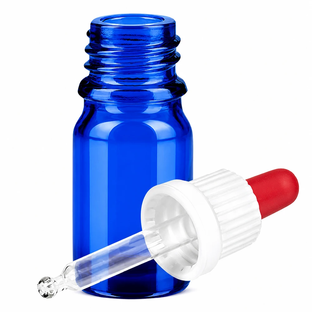 Bottiglia di dosaggio professionale da 5 ml con tappo a vite e pipetta di precisione BlueLine