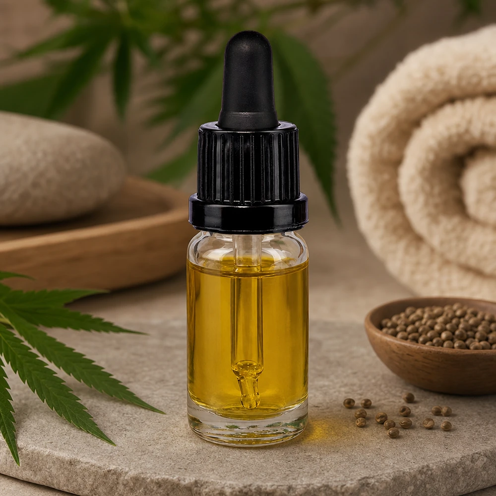 10ml Pipettenflasche schwarz Originalitätsverschluss ClearLine UT18/10 10ml Pipettenflasche mit schwarzem Schraubverschluss in naturnahem Spa-Arrangement