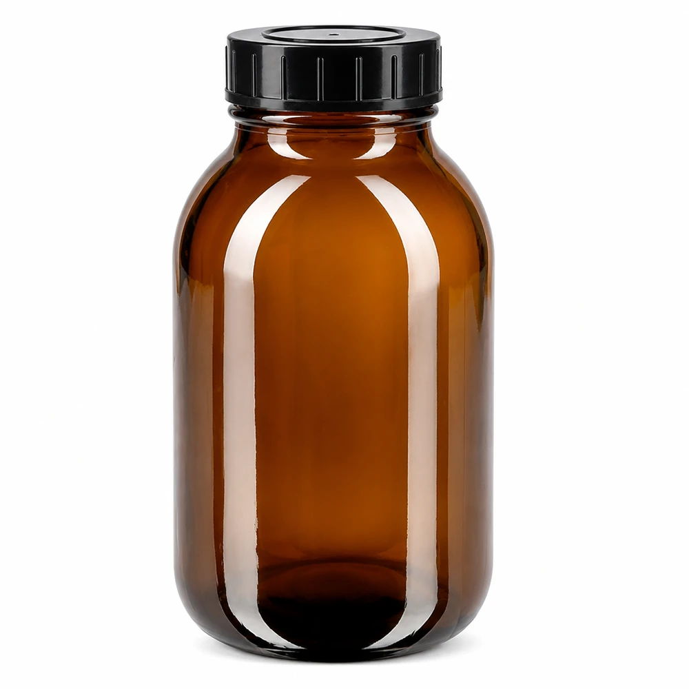 500ml Weithalsflasche Braunglas mit Schraubdeckel Große Weithalsflasche 500ml Fassungsvermögen aus hochwertigem braunem Borosilikatglas