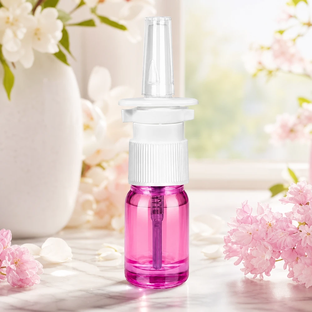 5ml Nasensprayflasche weiß/transparent Standard PurpleLine UT18/5 Elegante violette 5ml Sprayflasche mit matter Oberfläche und optimaler Sprühverteilung für Nasenpflege