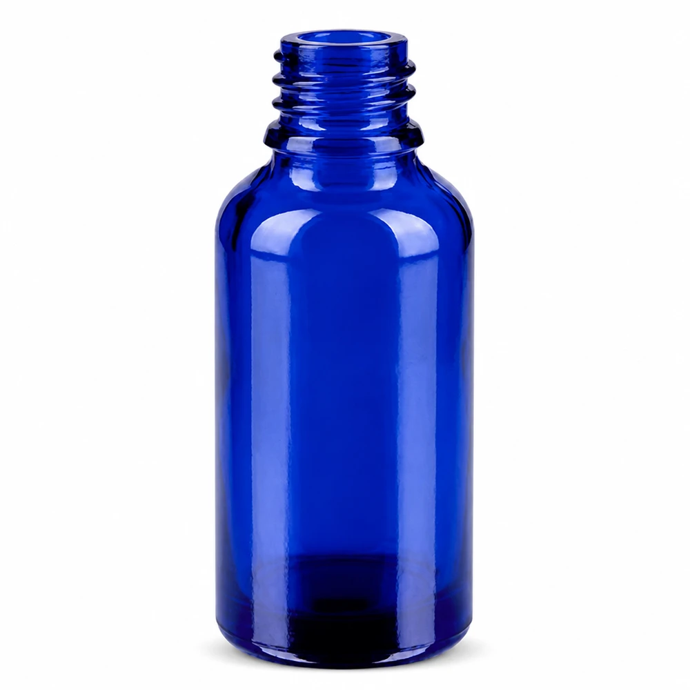 Pratica bottiglia in vetro blu da 30 ml con apertura di 11 mm per campioni ed estratti di laboratorio