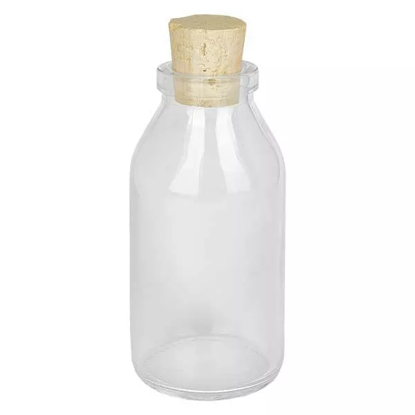 Flacon Round clair 100 ml, goulot 22 mm, avec bouchon de liège 22/26 Flacon Round clair 100 ml, goulot 22 mm, avec bouchon de liège 22/26