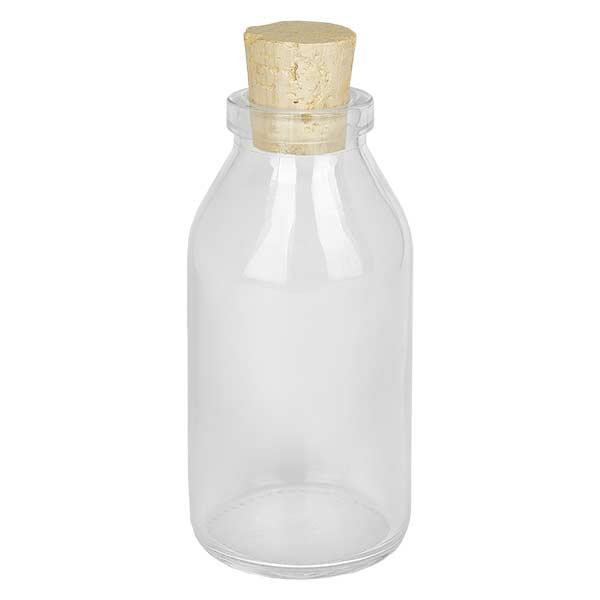 Rotonda 100ml trasparente, apertura 22mm, tappo di sughero incluso 22/26 Rotonda 100ml trasparente, apertura 22mm, tappo di sughero incluso 22/26
