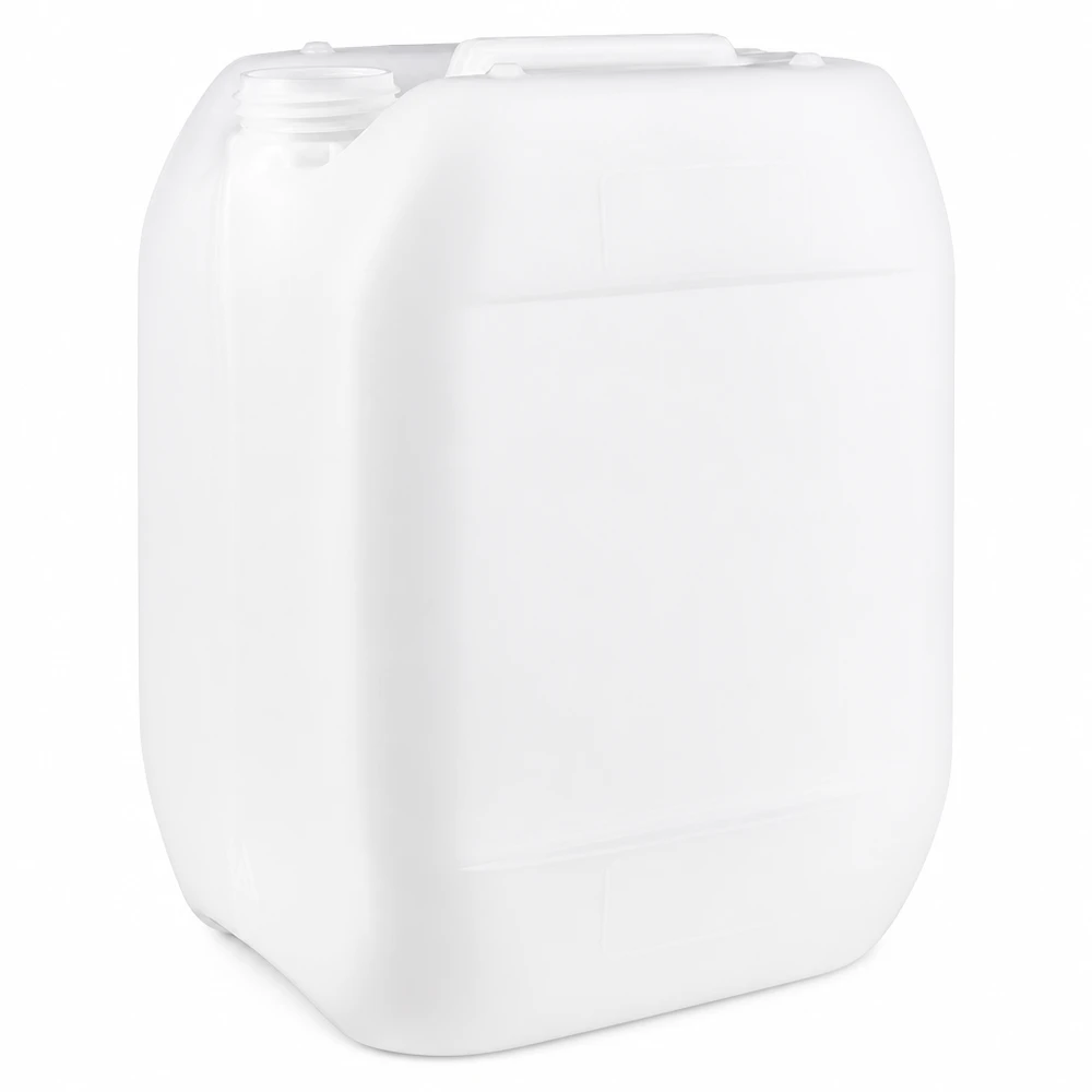 Jerrican de 10 litres sans bouchon Bidon en plastique blanc de 10 litres sans bouchon, en PEHD, avec poignée encastrée et goulot à vis