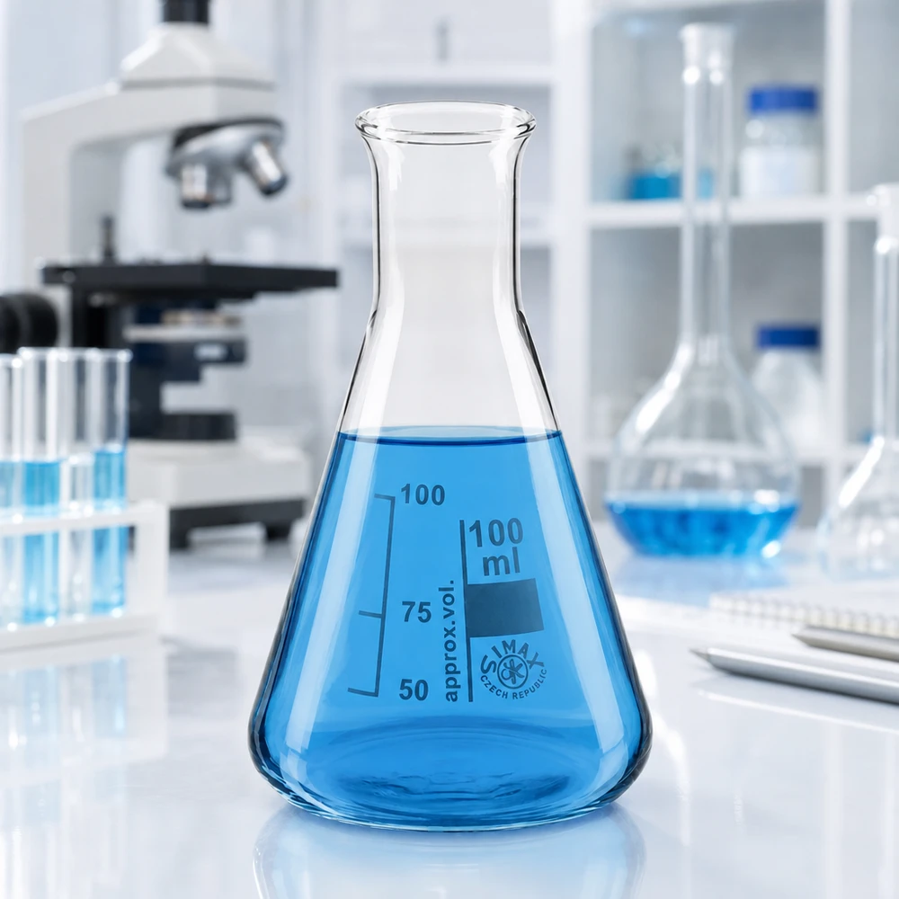 Beuta 100ml collo stretto Attrezzatura da laboratorio Matraccio di Erlenmeyer da 100 ml a collo stretto tra provette e attrezzature scientifiche