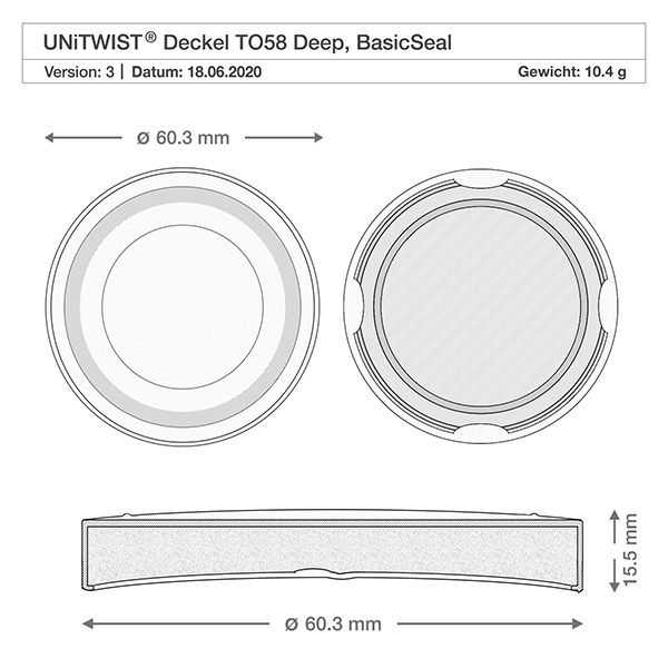 202ml Rundglas + BasicSeal Deckel silber deep UNiTWIST