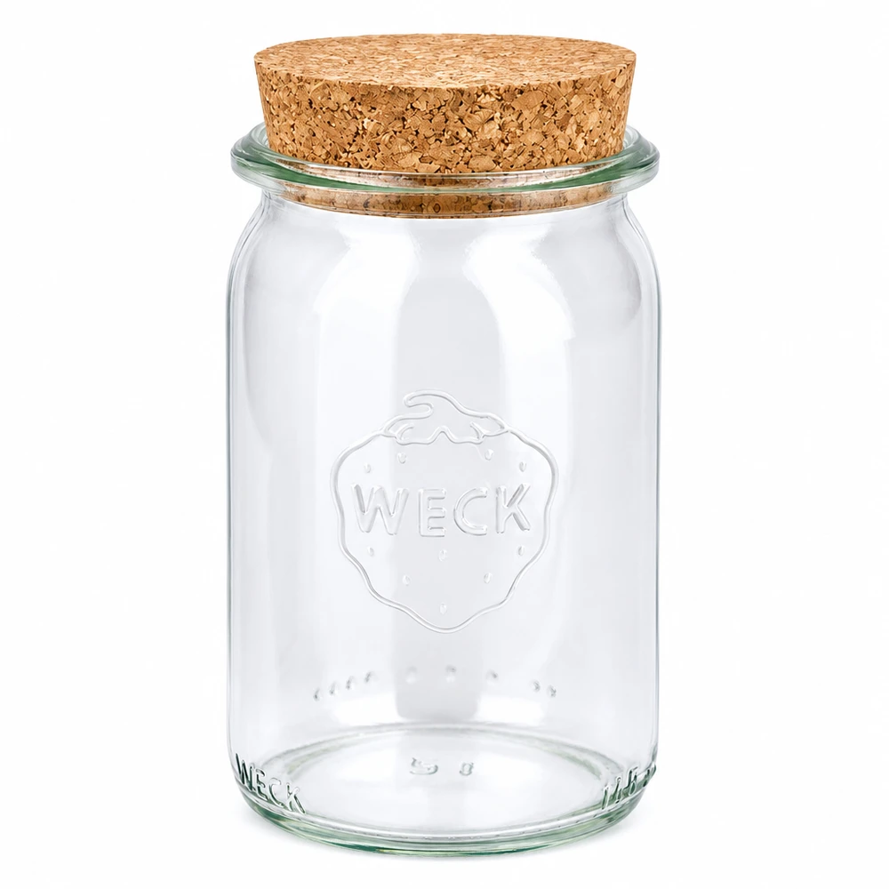 WECK barattolo cilindrico 145ml RR40 con coperchio in sughero naturale barattolo trasparente per conserve