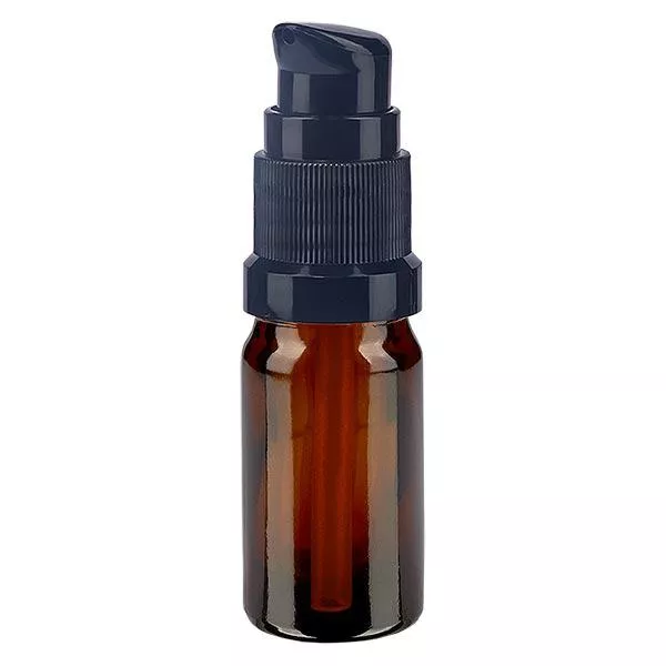 Flacon de pharmacie brun 5ml bouchon pompe noir