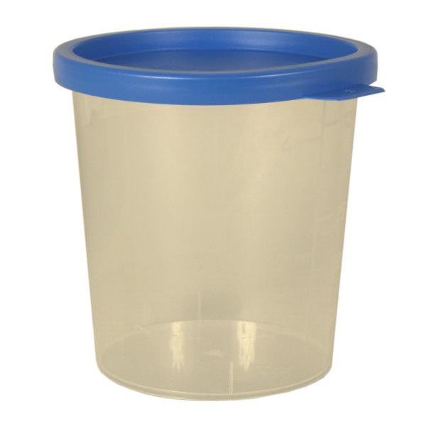 Bicchiere per urine naturale 125ml con coperchio a scatto blu Bicchiere per urine naturale 125ml con coperchio a scatto blu