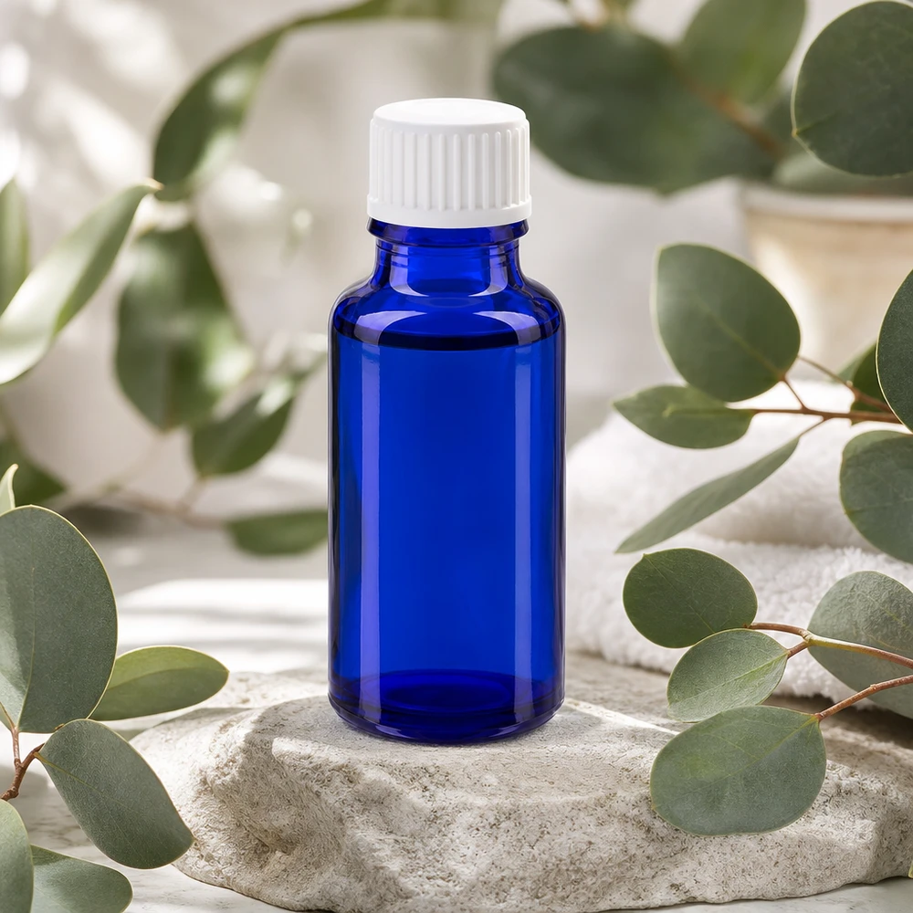 Apothekenflasche blau 20ml Schraubverschluss weiß Globuli Standard Hochwertige kobaltblaue 20ml Flasche aus Apothekenglas mit weißem Originalverschluss