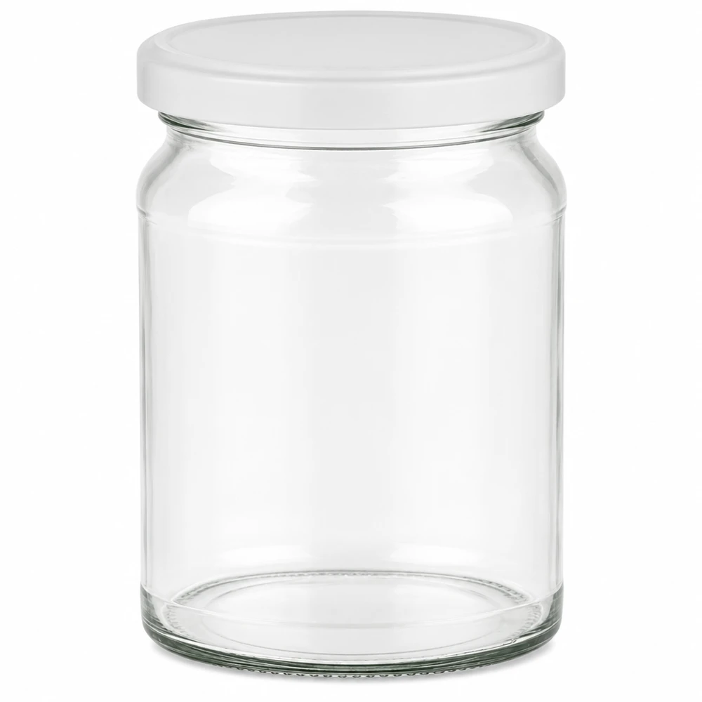 205ml Rundglas mit weißem BasicSeal Deckel UNiTWIST - leeres transparentes Einmachglas für Konservierung