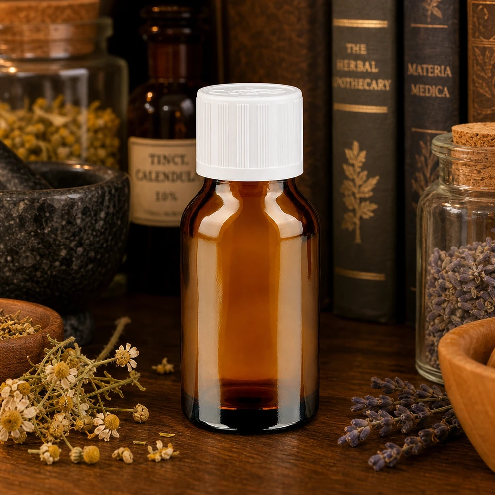 Apothekenflasche braun 30ml Schraubverschluss weiß Kindersicherung Standard Braune UV-Schutz Apothekerflasche 30ml weißer Kindersicherheitsverschluss für Naturheilmittel und Essenzen