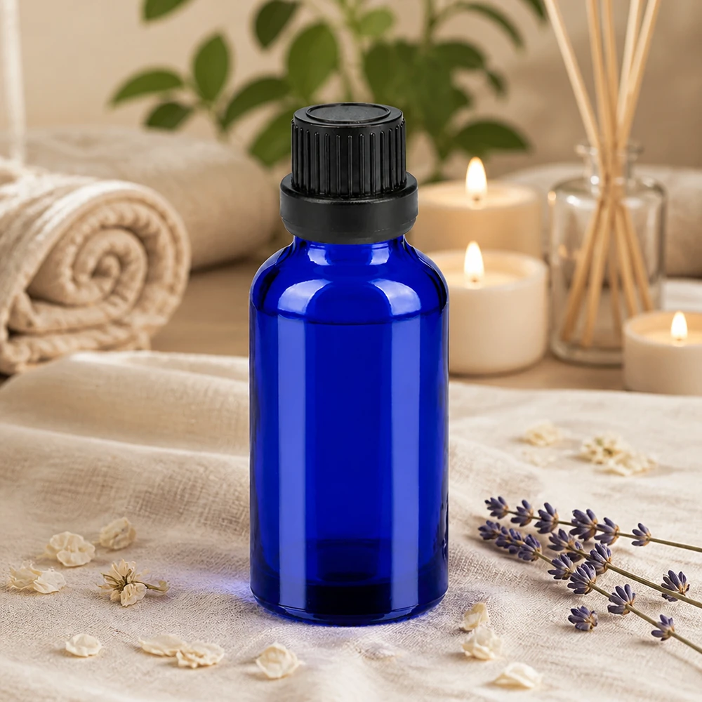 Bottiglia da 30ml 11mm SV nero OV BlueLine UT18/30 Flacone di miscelazione professionale da 30 ml per cosmetici fai da te e composizioni di oli personalizzate