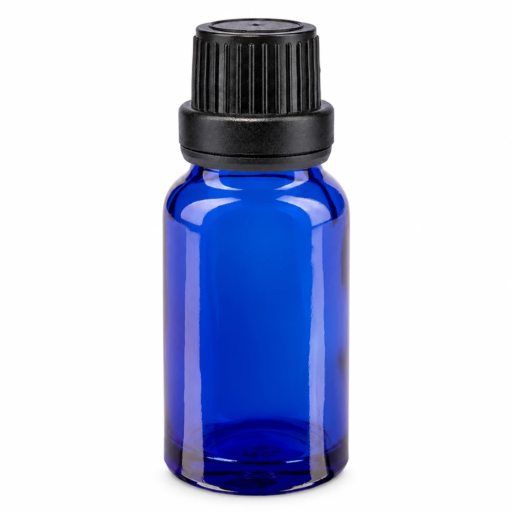 Apothekenflasche blau 10ml Tropfverschluss Giessring 2mm schwarz Originalitätsverschluss 10ml blaues ApoGlas UV-Schutz Flasche mit schwarzem Tropfverschluss 2mm für Pharmazie und Kosmetik