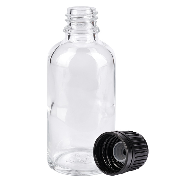 50ml Globuliflasche 3mm Giessring schwarz Standardverschluss ClearLine UT18/50