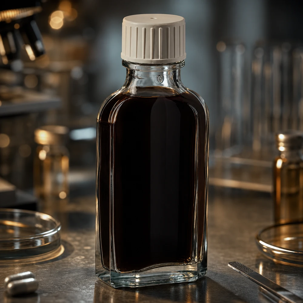 Meplat Flasche 50 ml Klarglas mit geripptem Weißdeckel und Ausgießer für Laboranwendungen