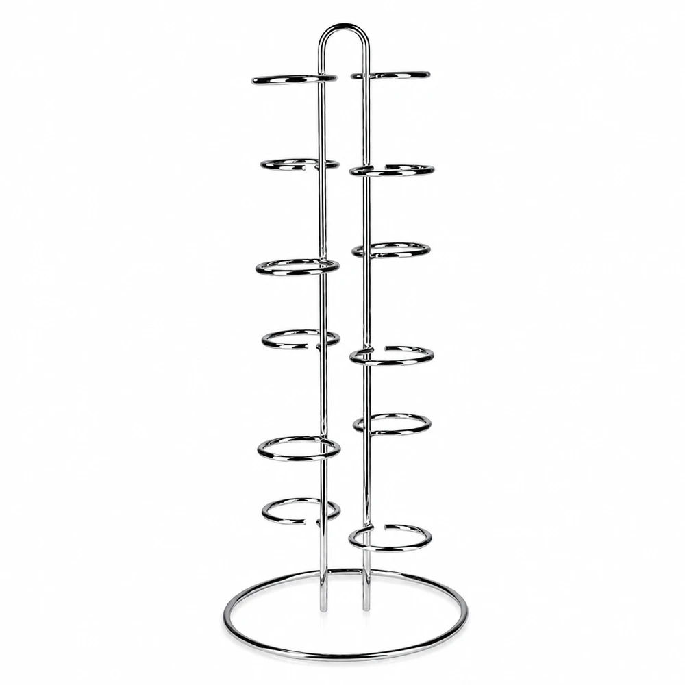 Portabottiglie Vertico12 in acciaio inox per 12 bicchieri WECK con supporti a spirale su base rotonda