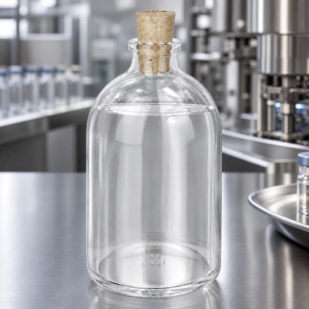 Flasche Klarglas 100ml mit Korken 11/14mm Zylindrische Flasche aus Klarglas 100ml Korken 11/14mm in Pharmaumgebung
