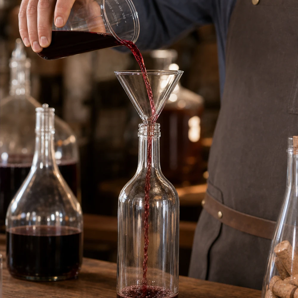 Entonnoir en verre professionnel 75mm pour la mise en bouteille du vin et la décantation dans la gastronomie