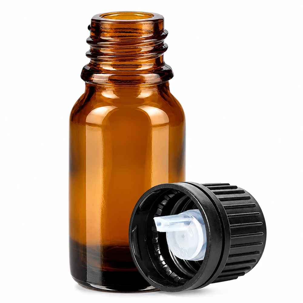 Flacone contagocce professionale da 10 ml in vetro marrone fotoprotetto per aromaterapia