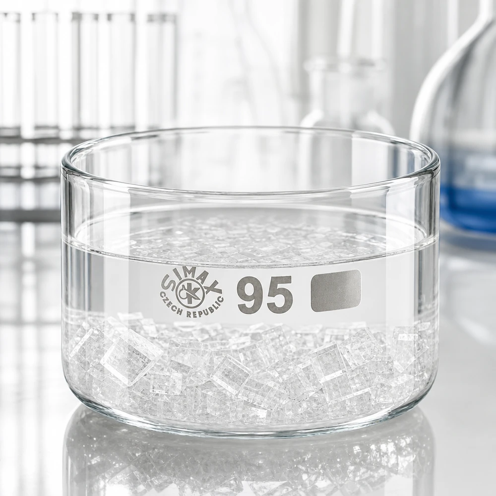 Kristallisierschale Borosilikat 95mm Bodendurchmesser dickwandig transparent Laborqualität