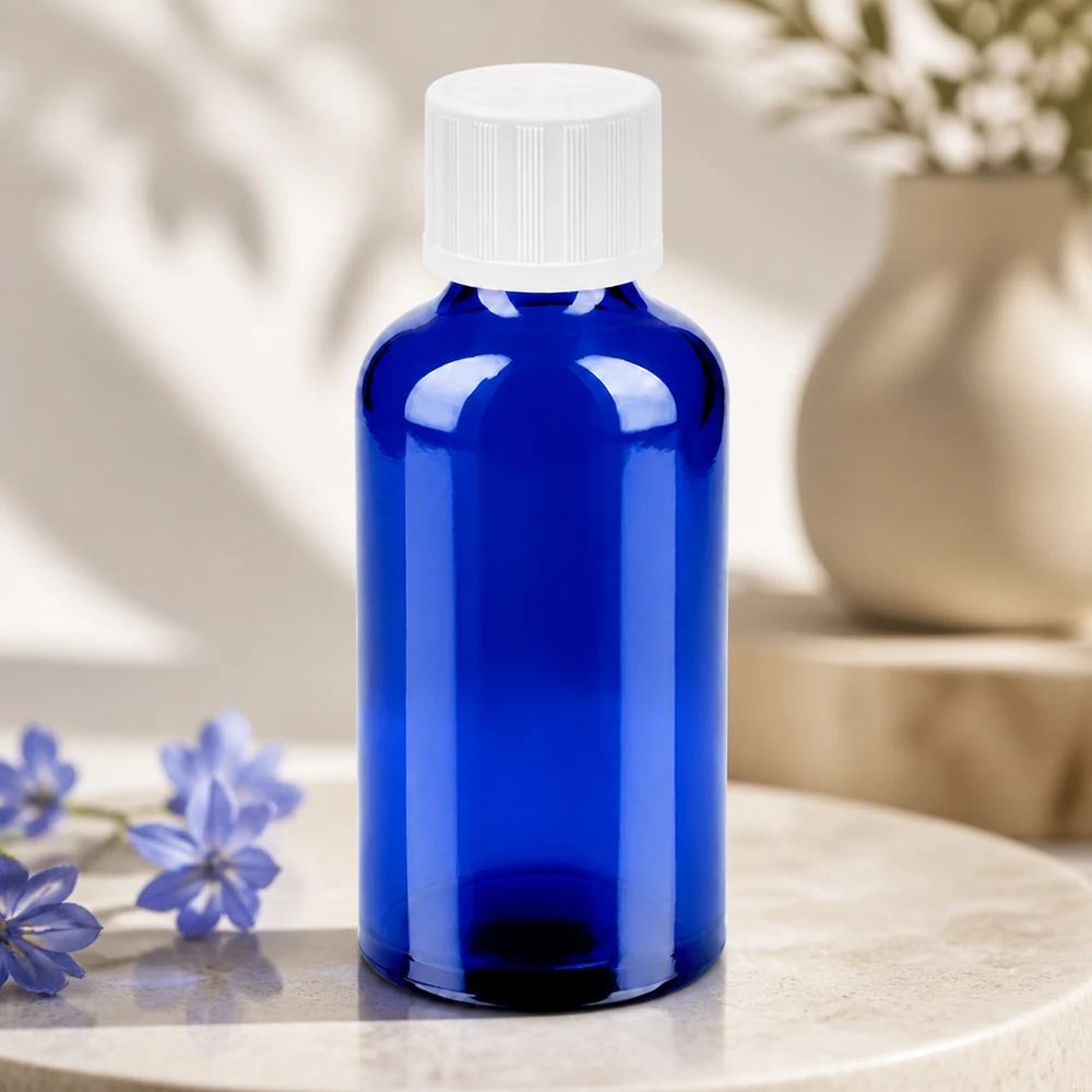 50ml Flasche 11mm Schraubverschluss weiß Standard Kindersicherung BlueLine UT18/50 Premium 50ml Flasche SV-Verschluss in strahlendem Kobaltblau für anspruchsvolle Anwender