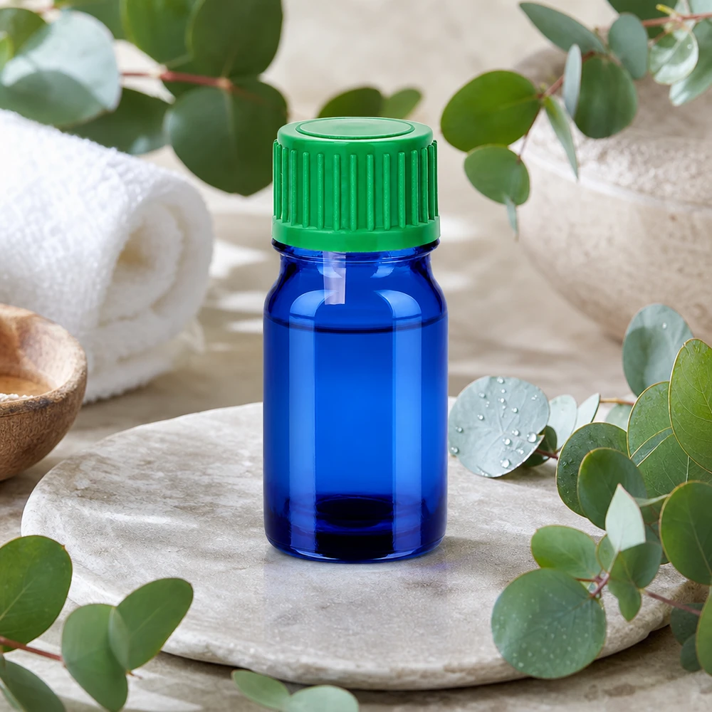 Flacone contagocce ergonomico da 5 ml con design blu-verde ad alto contrasto per una manipolazione ottimale