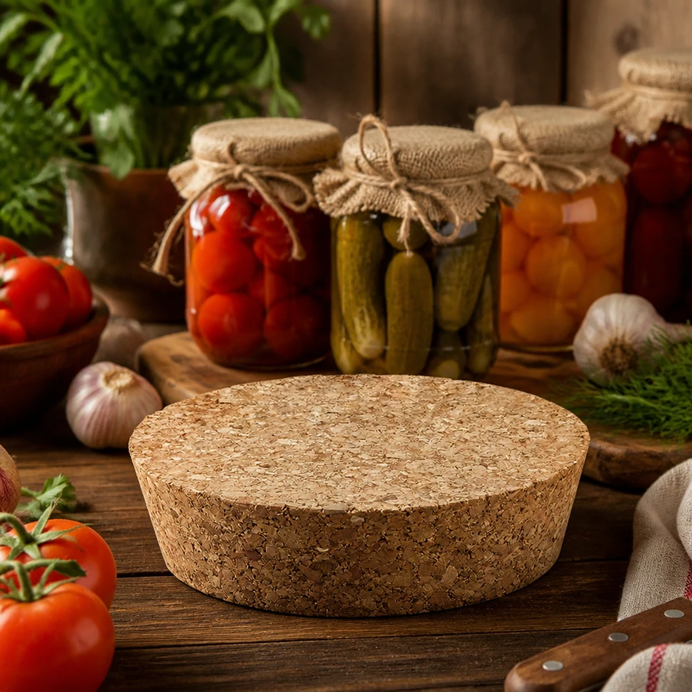 Sughero per apertura 75 mm WECK RR80 (ø72/82, H=20 mm) WECK tappo di sughero RR80 tappo di sughero naturale in cucina rustica con barattoli di conservazione verdure pomodori applicazione decorativa