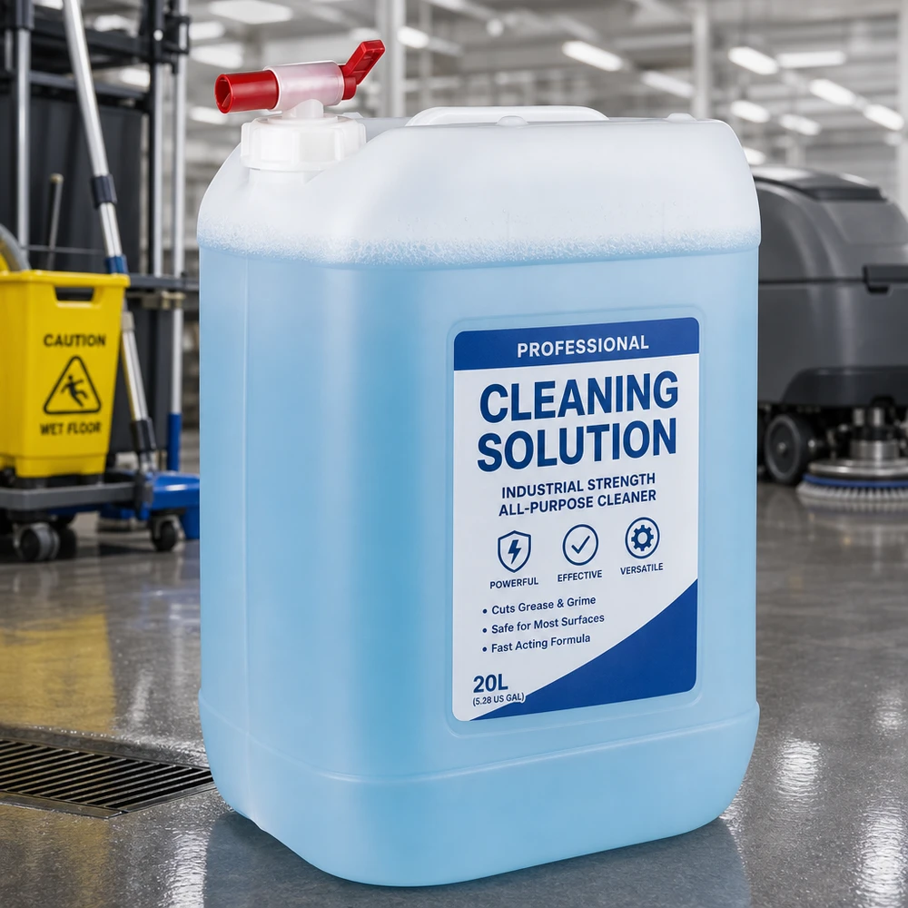 Kanister 25 Liter mit Auslaufhahn Hellblauer 25 Liter Flüssigkeitskanister mit Auslaufhahn und professionellem Etikett