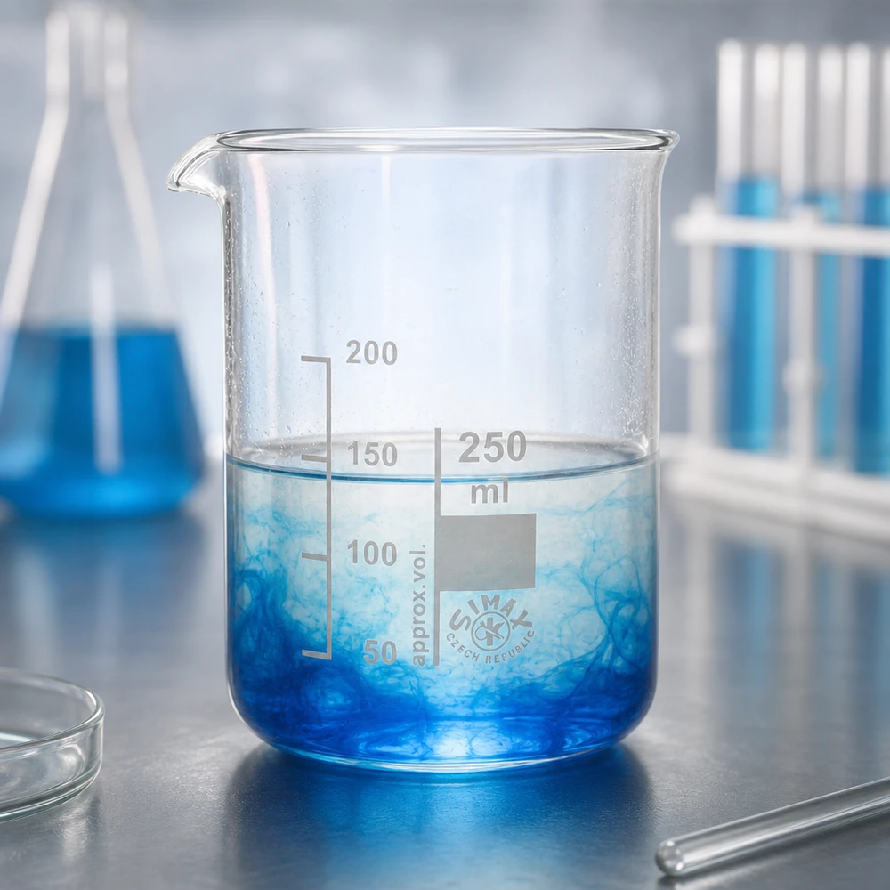 Bicchiere 250ml in vetro borosilicato, forma bassa Bicchiere da laboratorio per chimica 250ml in vetro borosilicato termoresistente a basso stampo con pratico beccuccio