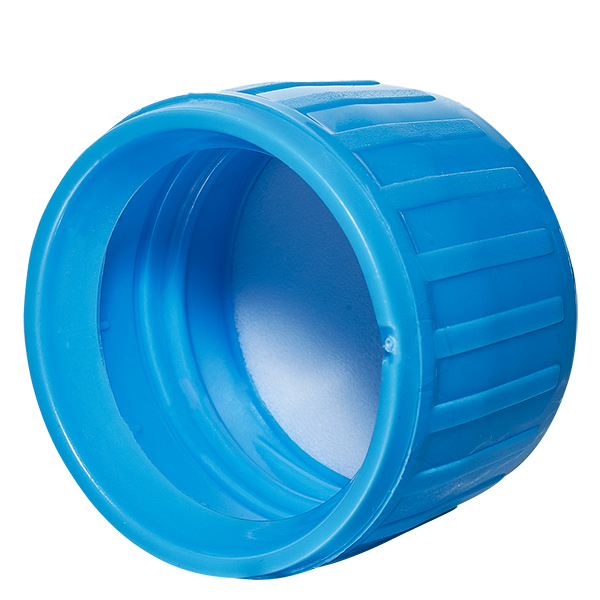 Tappo a vite blu con anello antimanomissione PP28 ApoGlas Tappo a vite blu con anello antimanomissione PP28 ApoGlas