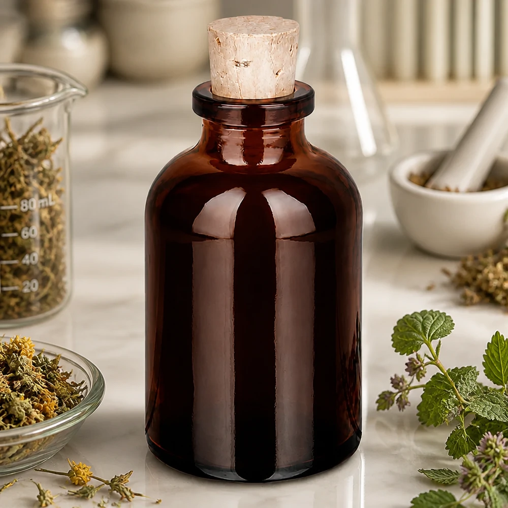 Bottiglia in vetro ambrato da 30ml con tappo in sughero da 11/14mm Dunkle Glasflasche 30ml mit Korken für Homöopathie und Pflanzentinkturen