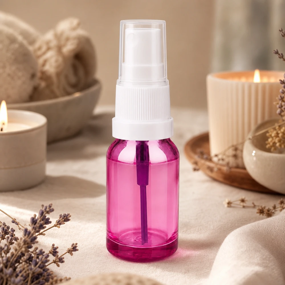 10ml Sprayflasche weiss/transparent Standard PurpleLine UT18/10 Praktische 10ml Zerstäuberflasche in modernem Purple Design für Gesichtswasser und Toner