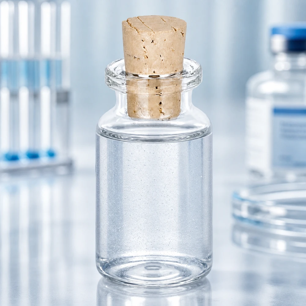 Flasche Klarglas 10ml mit Korken 11/14mm Unverzierte Klarglas-Aufbewahrungsflasche 10ml mit Korken 11/14mm und klarer Flüssigkeit