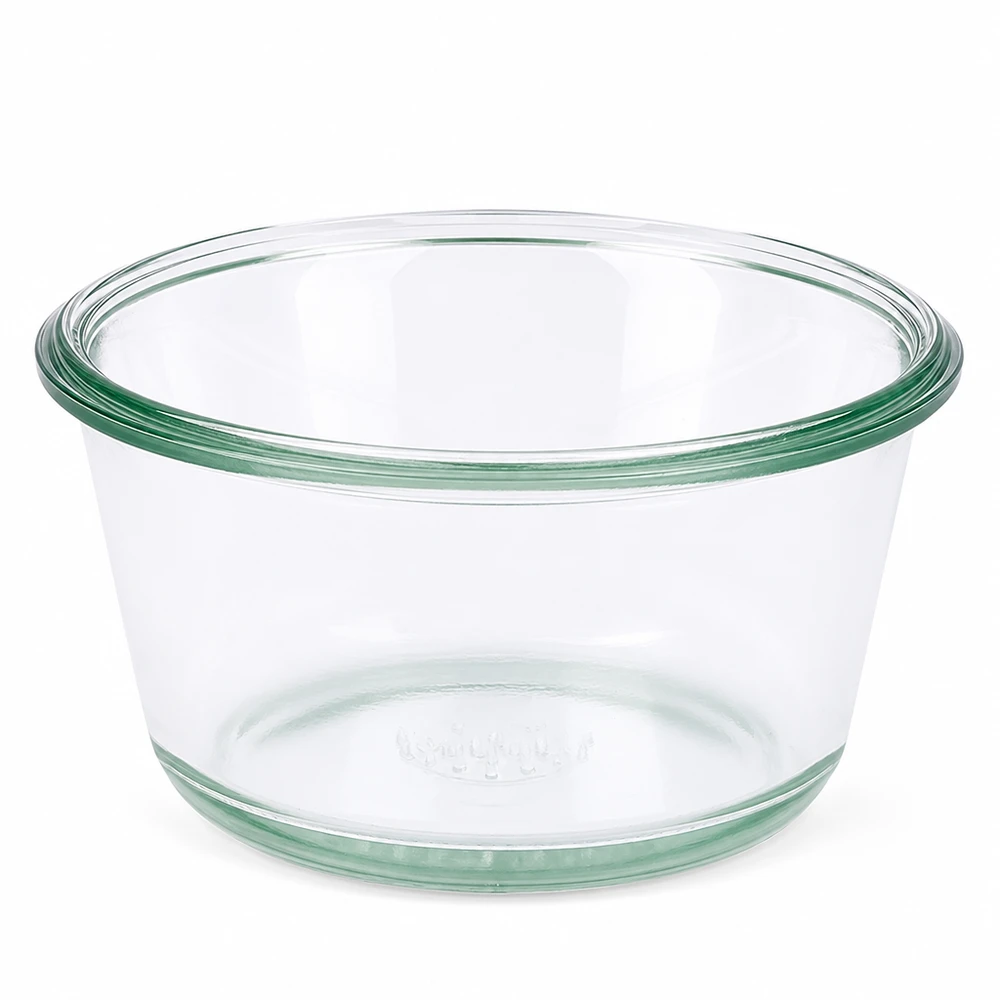 Vasetto gourmet da 290 ml WECK RR100 WECK Barattolo Gourmet 290ml RR100 barattolo di vetro rotondo per conserve trasparente vuoto su sfondo bianco