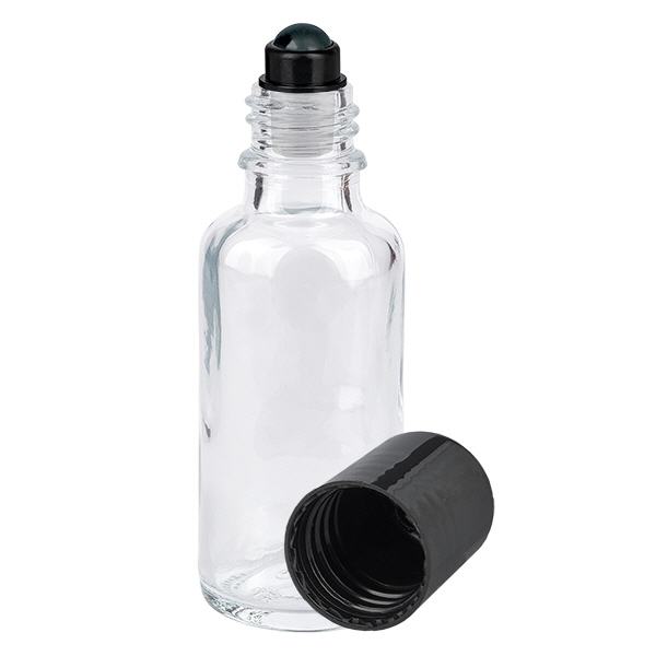 Flacone roll-on trasparente da 30ml STD nero ApoGlas Flacone roll-on trasparente da 30ml STD nero ApoGlas