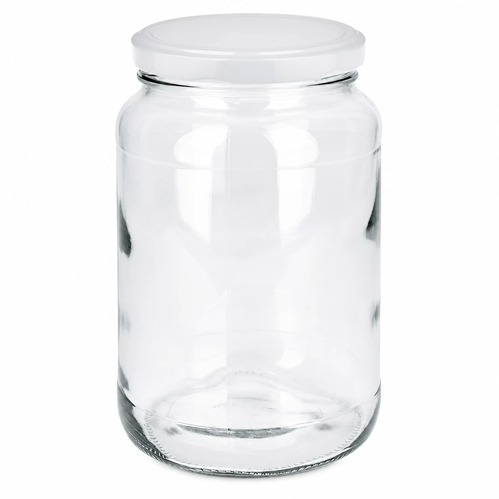 1700ml Rundglas mit BasicSeal Deckel weiß UNiTWIST 1700ml Rundglas mit weißem BasicSeal Deckel UN-zertifiziert Vorratsglas Einmachglas transparent leer