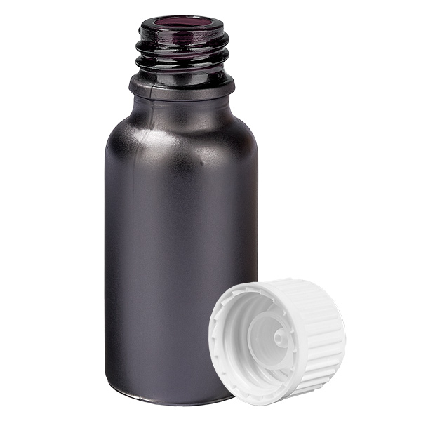 20ml Globuliflasche 3mm Giessring weiß Standardverschluss BlackL. UT18/20