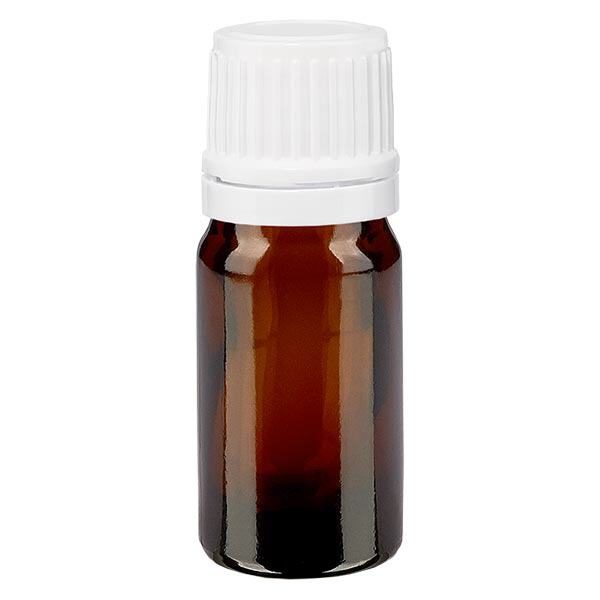 Bottiglia da farmacia marrone da 5ml. SV OV bianco/11mm ApoGlas Bottiglia da farmacia marrone da 5ml. SV OV bianco/11mm ApoGlas