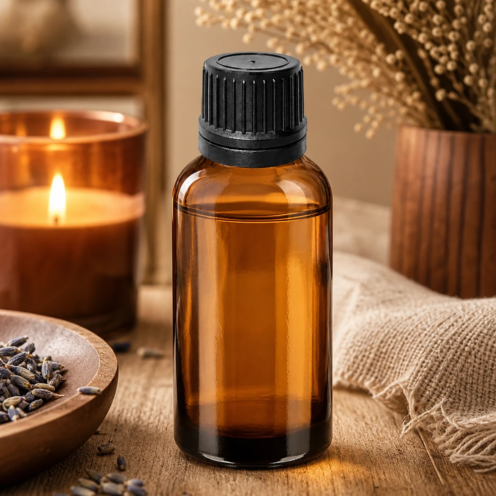 Flacone in vetro ambrato da 30 ml con filettatura UT18/30 per miscele di olio ricaricabili