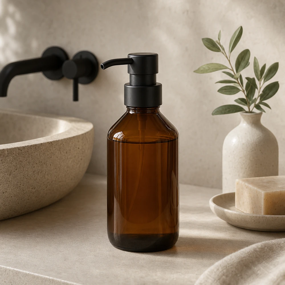 100ml Medizinflasche braun, ohne Verschluss PP28 ApoGlas Elegante 100ml Medizinflasche aus braunem Glas für Badezimmer Aufbewahrung ohne Verschluss