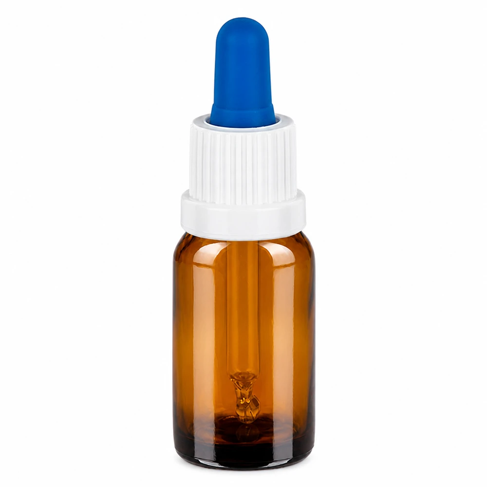 10ml Pipettenflasche weiß/blau Originalitätsverschluss BrownLine UT18/10 Professionelle 10ml Pipettenflasche BrownLine für sichere Aufbewahrung von Flüssigkeiten
