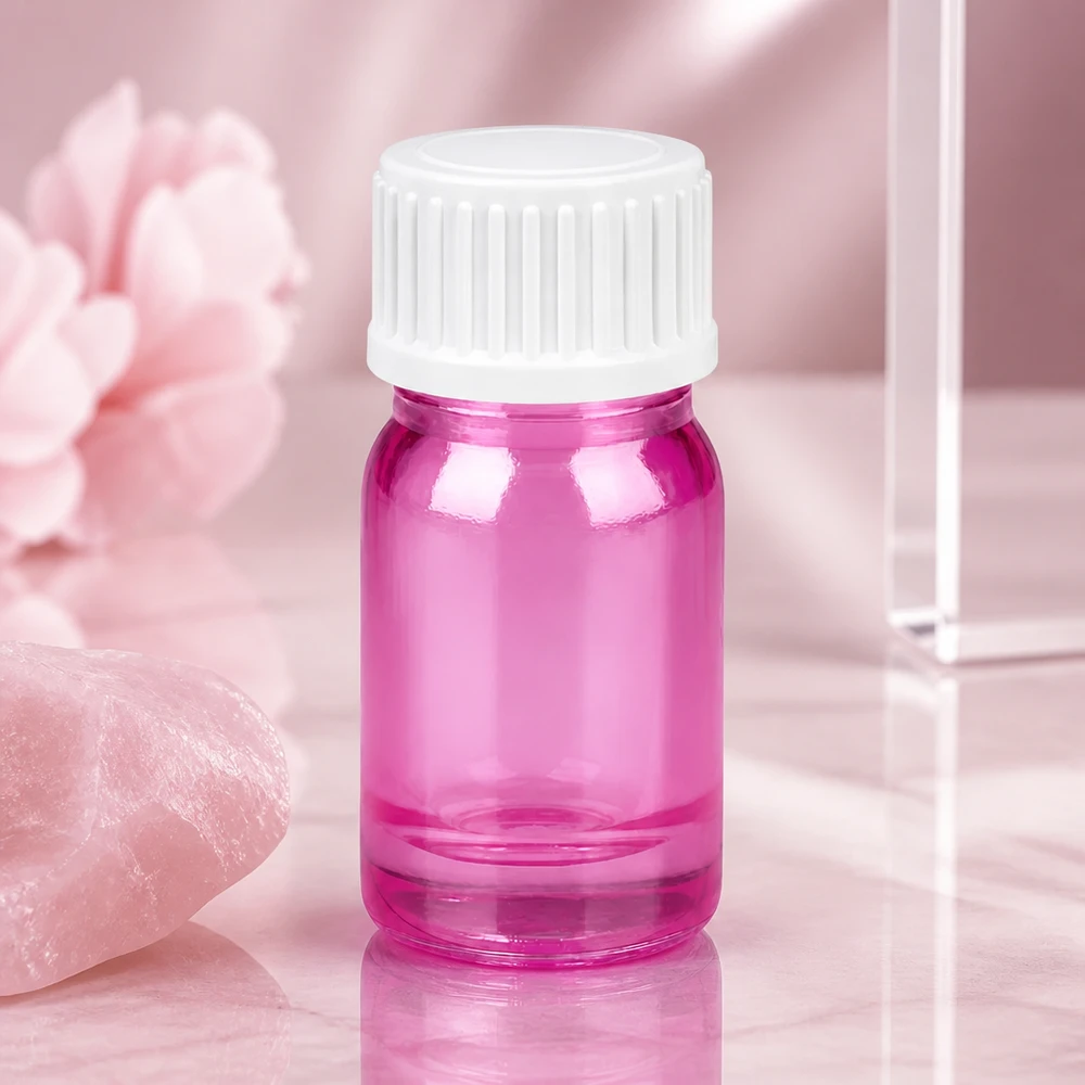 5ml (Globuli)Flasche 3mm Giessring weiß Standard PurpleLine UT18/5 Robuste 5ml Glasflasche in Pink mit kindersicherem weißem Verschluss für sichere Aufbewahrung