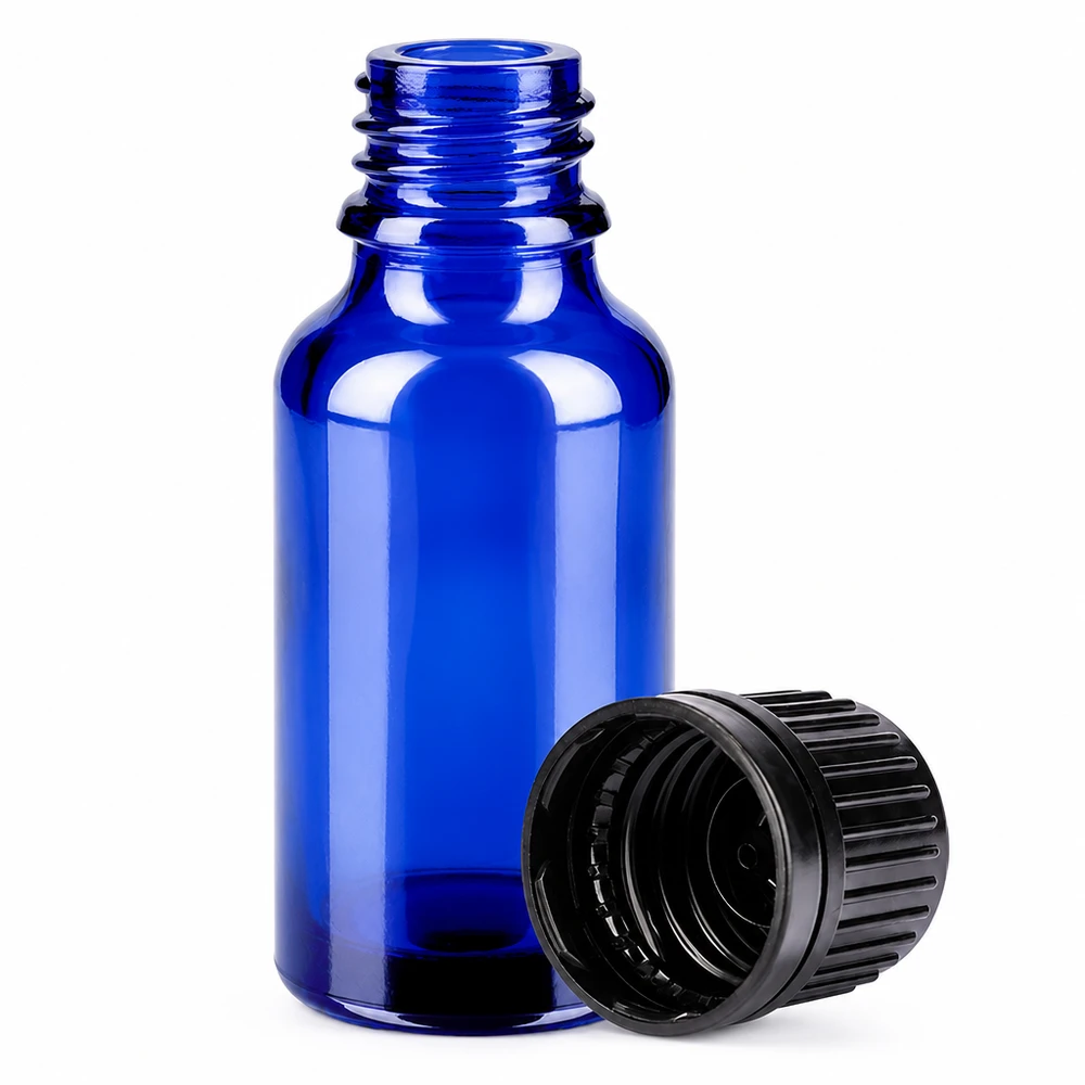 20ml Flasche 11mm Schraubverschluss schwarz Originalitätsverschluss BlueLine UT18/20 Professionelle 20ml Blauglasflasche mit 11mm Öffnung für pharmazeutische Anwendungen